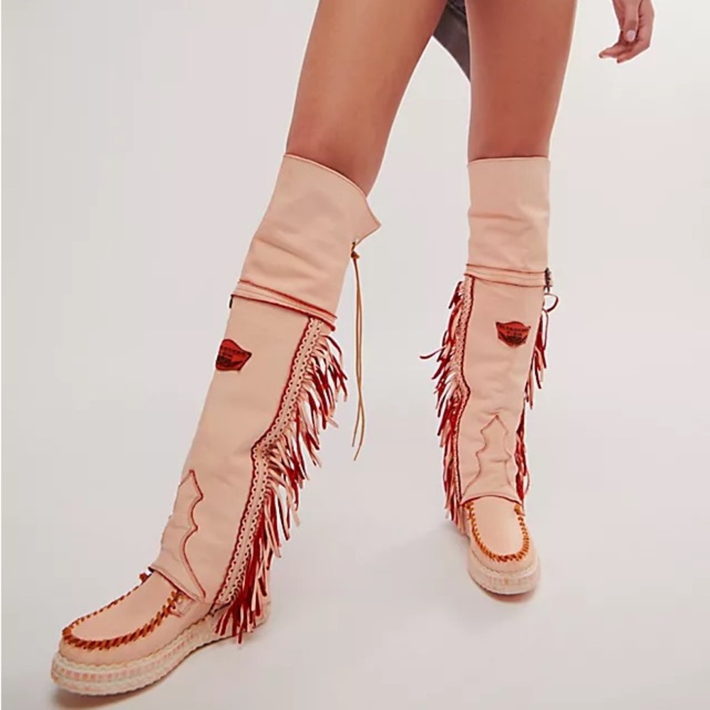 EL VAQUERO Coleen Handyed Orange Moccasin Boots Size 37
